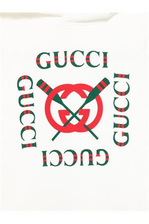 White felted cotton jersey hoodie GUCCI KIDS | 771624XJGZD9214